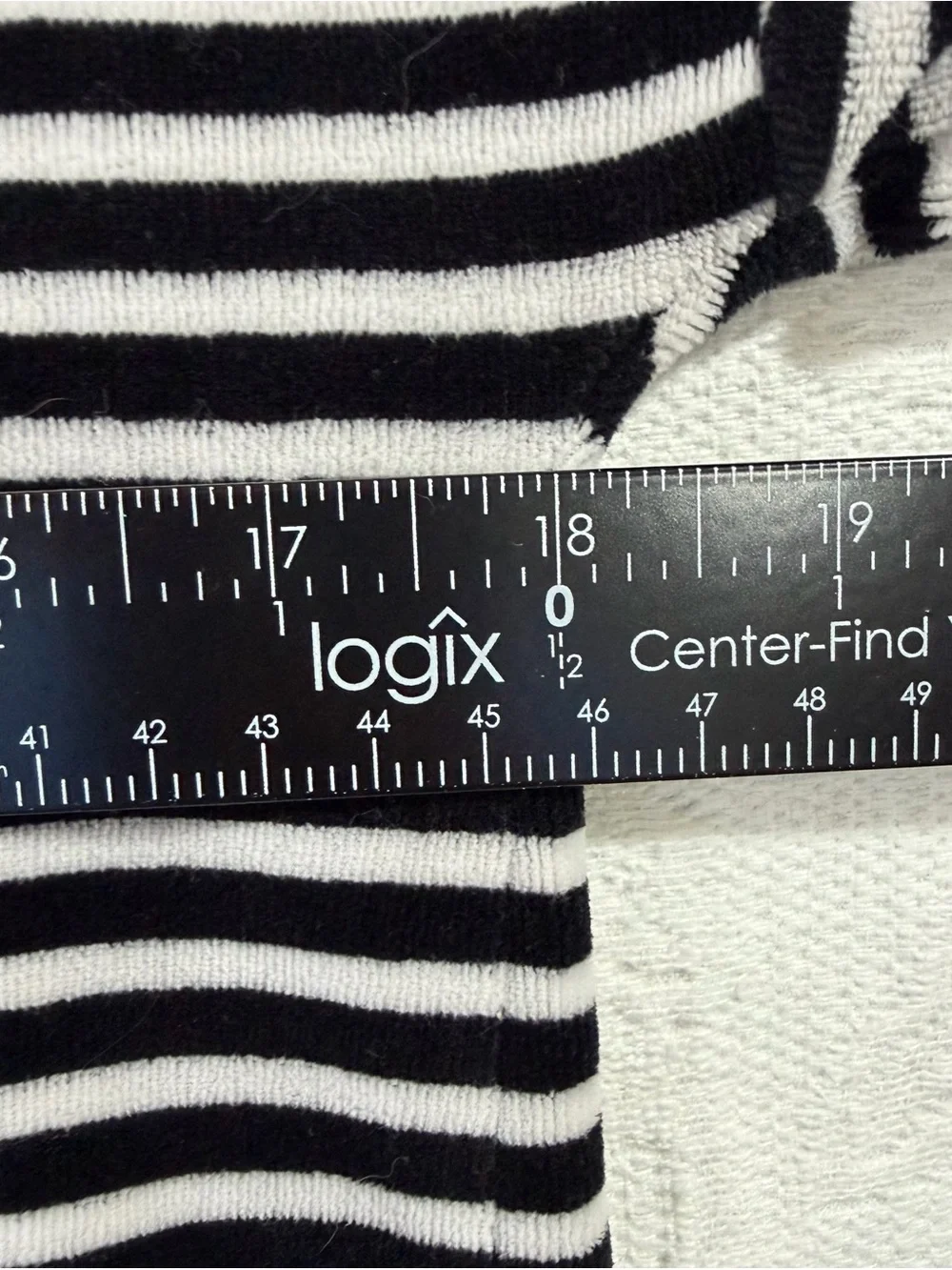 LOFT Black & White Striped Long Sleeve Velvety Blouse